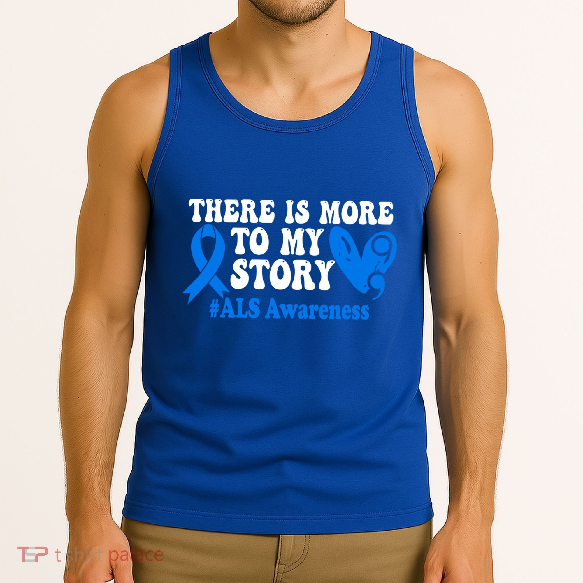 There Is More To My Story Blue Ribbon Als Awareness Month Gift Tank Top