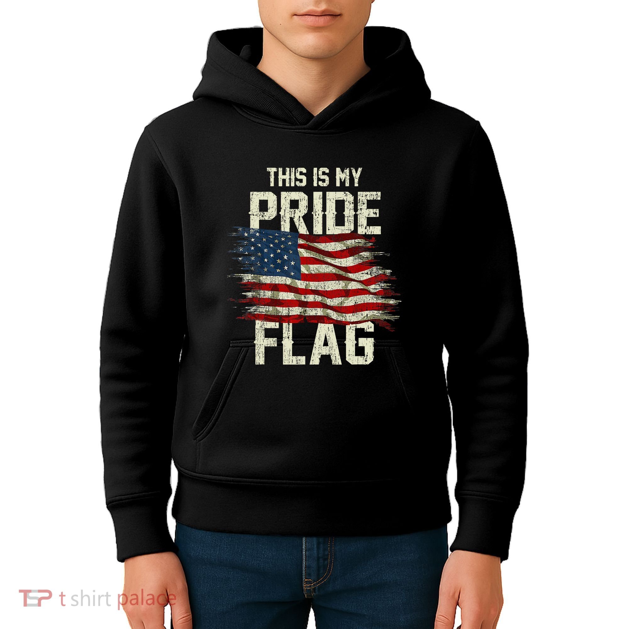 This Is My Pride Flag USA American 4th Of July Patriotic Kids Hoodie