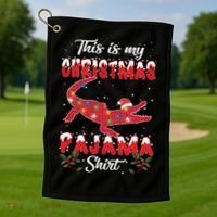 This Is My Alligator Christmas Pajamas Xmas Lights Family Gift Golf Towel thumb 1