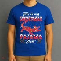 This Is My Alligator Christmas Pajamas Xmas Lights Family Gift T-Shirt thumb 3