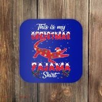 This Is My Alligator Christmas Pajamas Xmas Lights Family Gift Coaster thumb 0