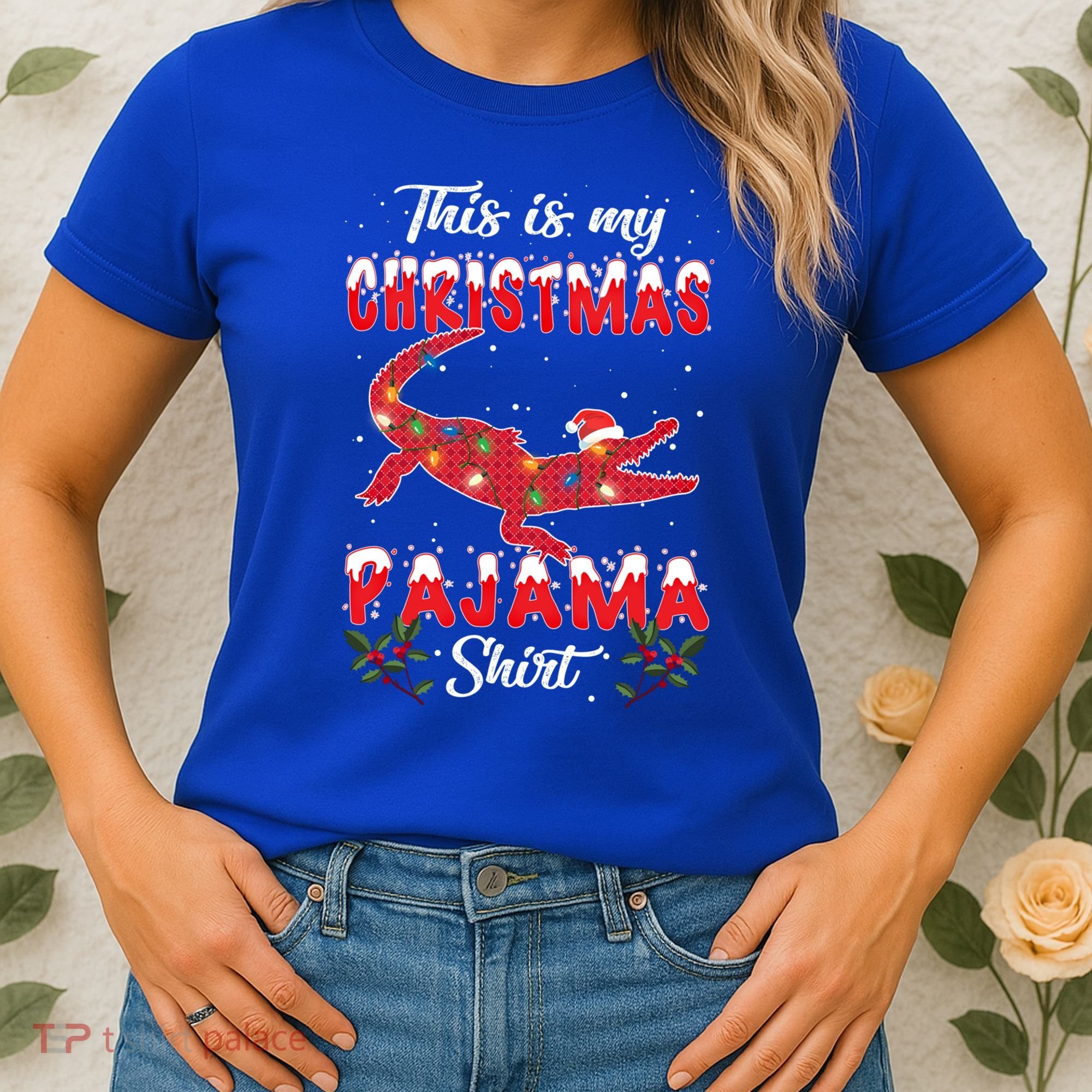 This Is My Alligator Christmas Pajamas Xmas Lights Family Gift Women's T-Shirt