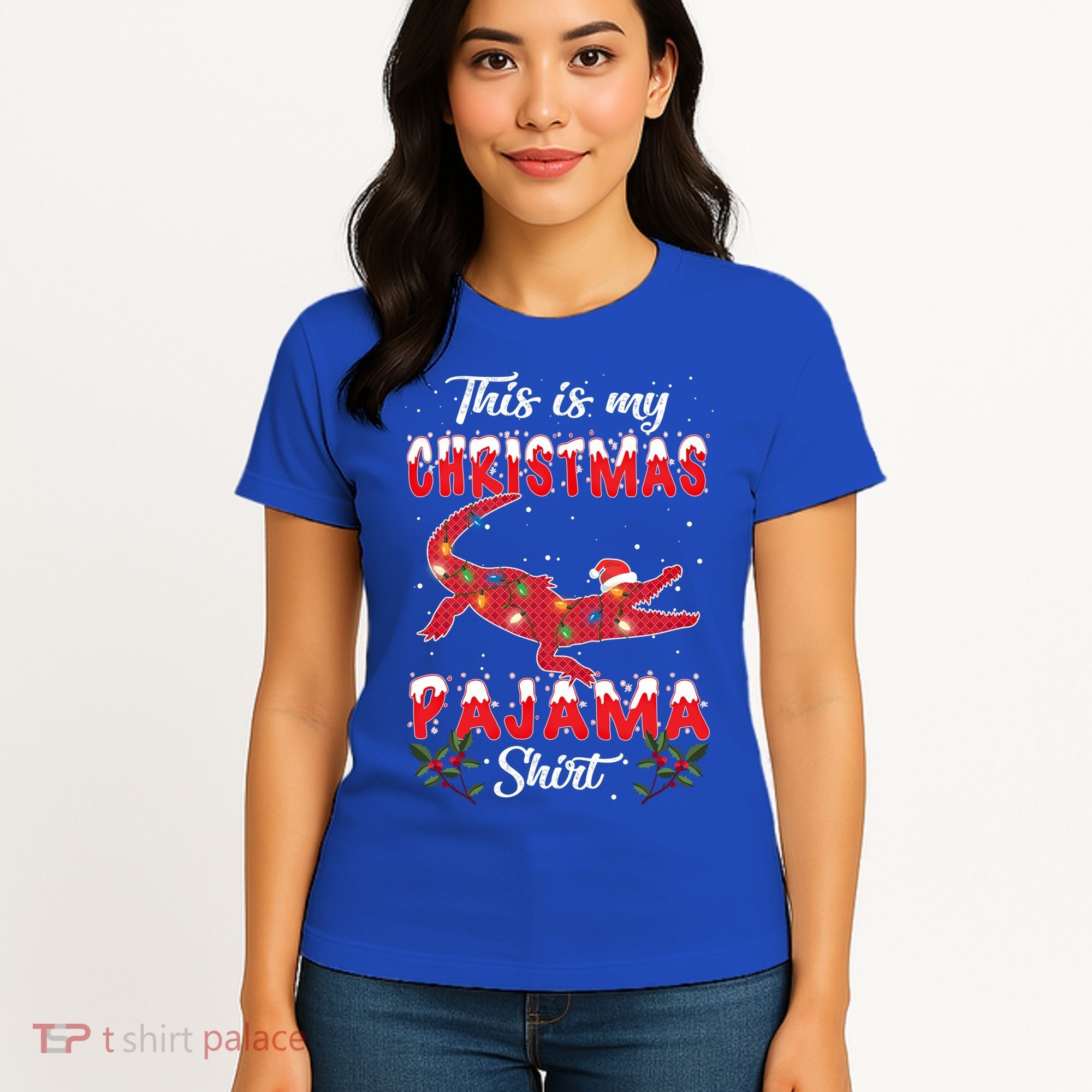 This Is My Alligator Christmas Pajamas Xmas Lights Family Gift Women's T-Shirt
