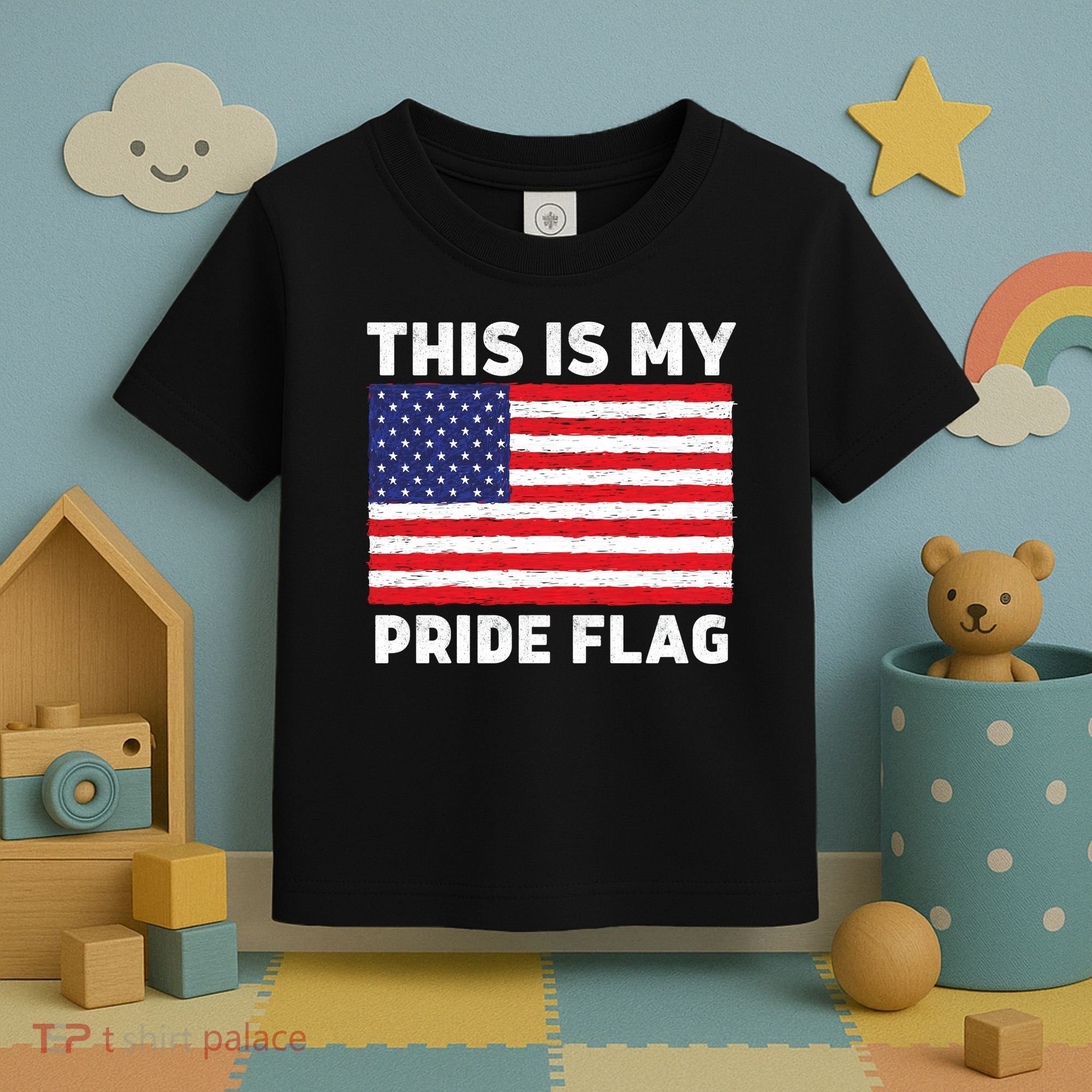 This Is My Pride Flag USA American Flag Toddler T-Shirt