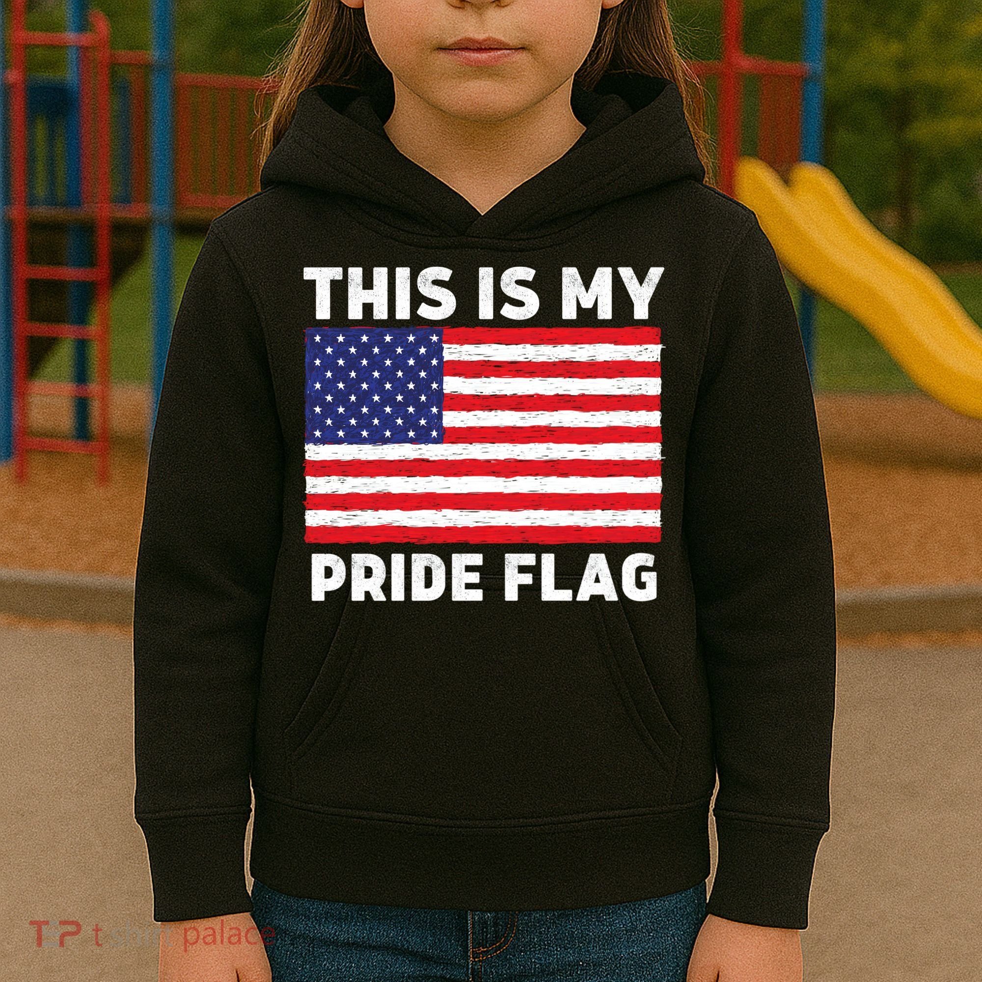 This Is My Pride Flag USA American Flag Kids Hoodie