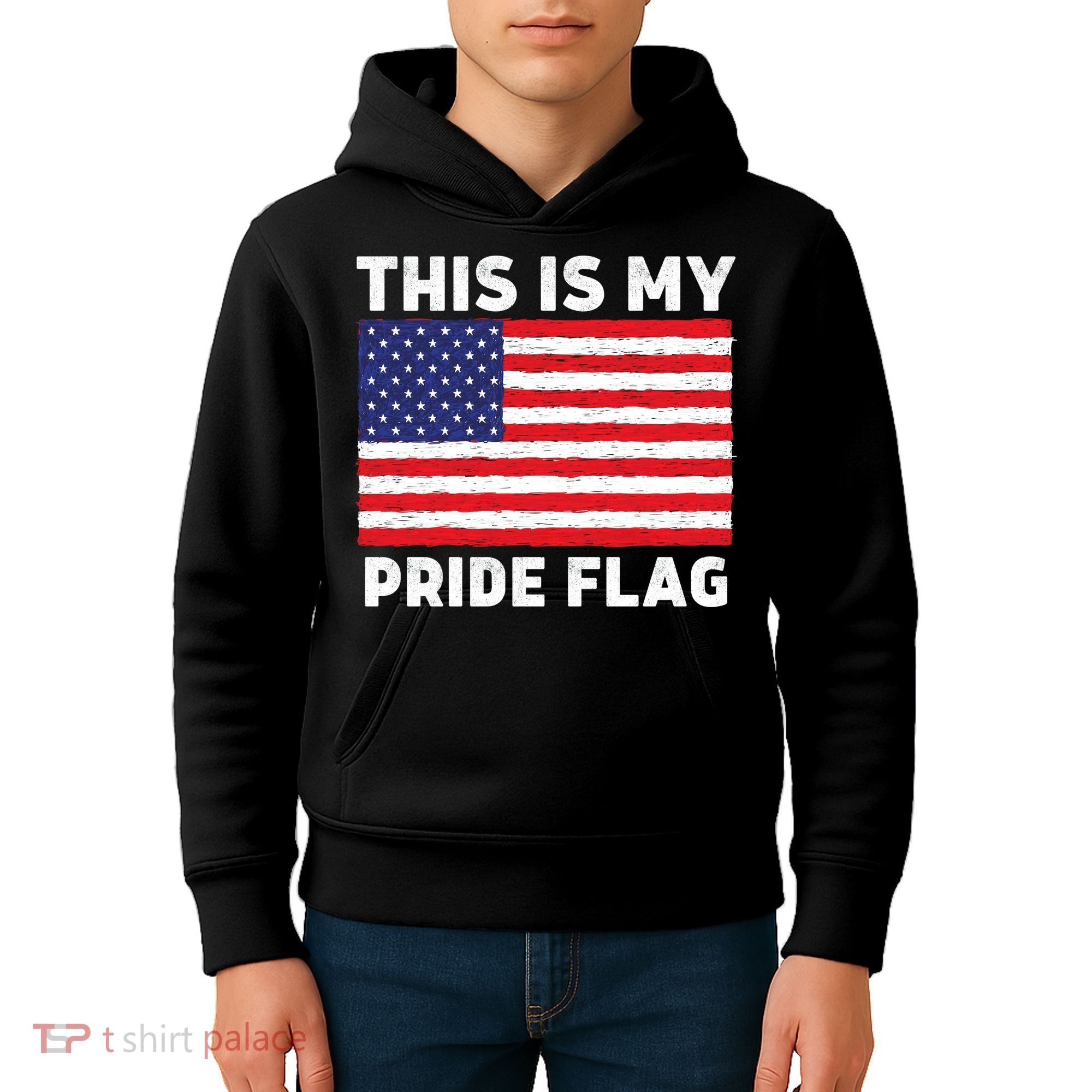 This Is My Pride Flag USA American Flag Kids Hoodie