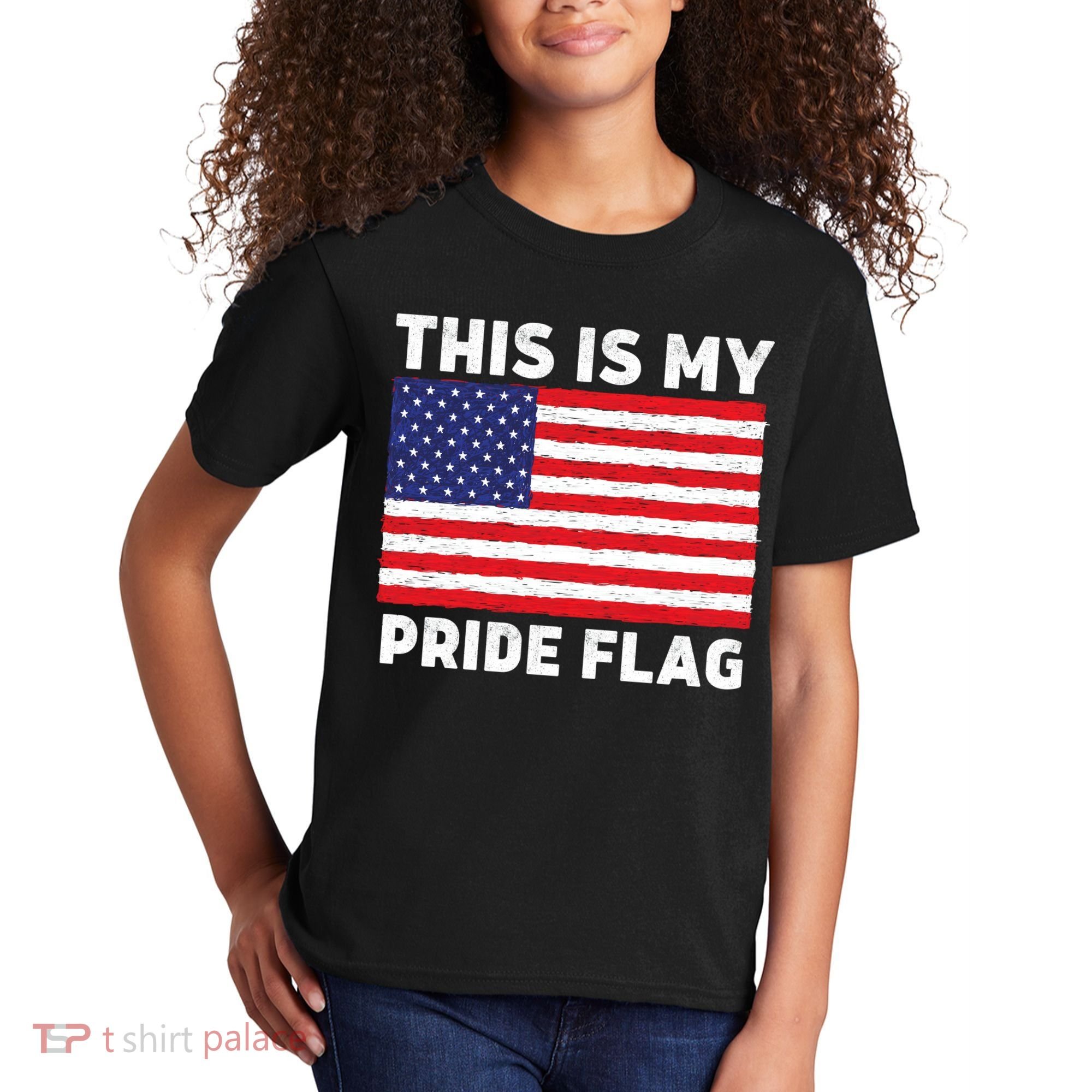 This Is My Pride Flag USA American Flag Kids T-Shirt