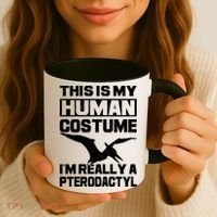 This Is My Hu I'm Really A Pterodactyl Halloween Dinosaur Gift Coffee Mug thumb 3
