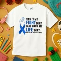 This Is My Fight Colon Cancer Awareness Kids T-Shirt thumb 3