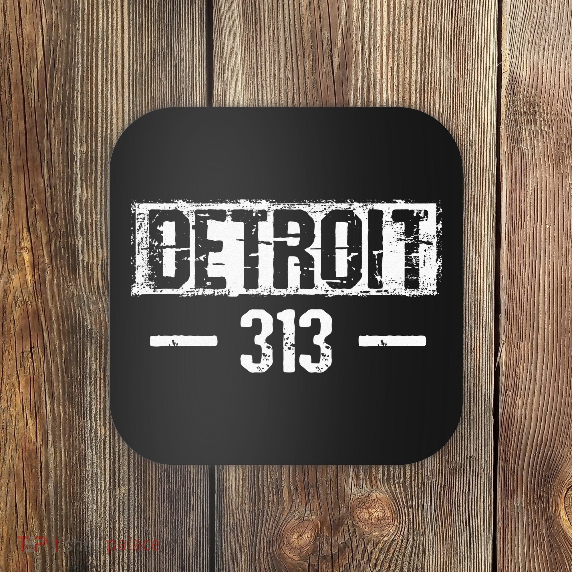 This Is My Detroit 313 Michigan Distressed Coaster