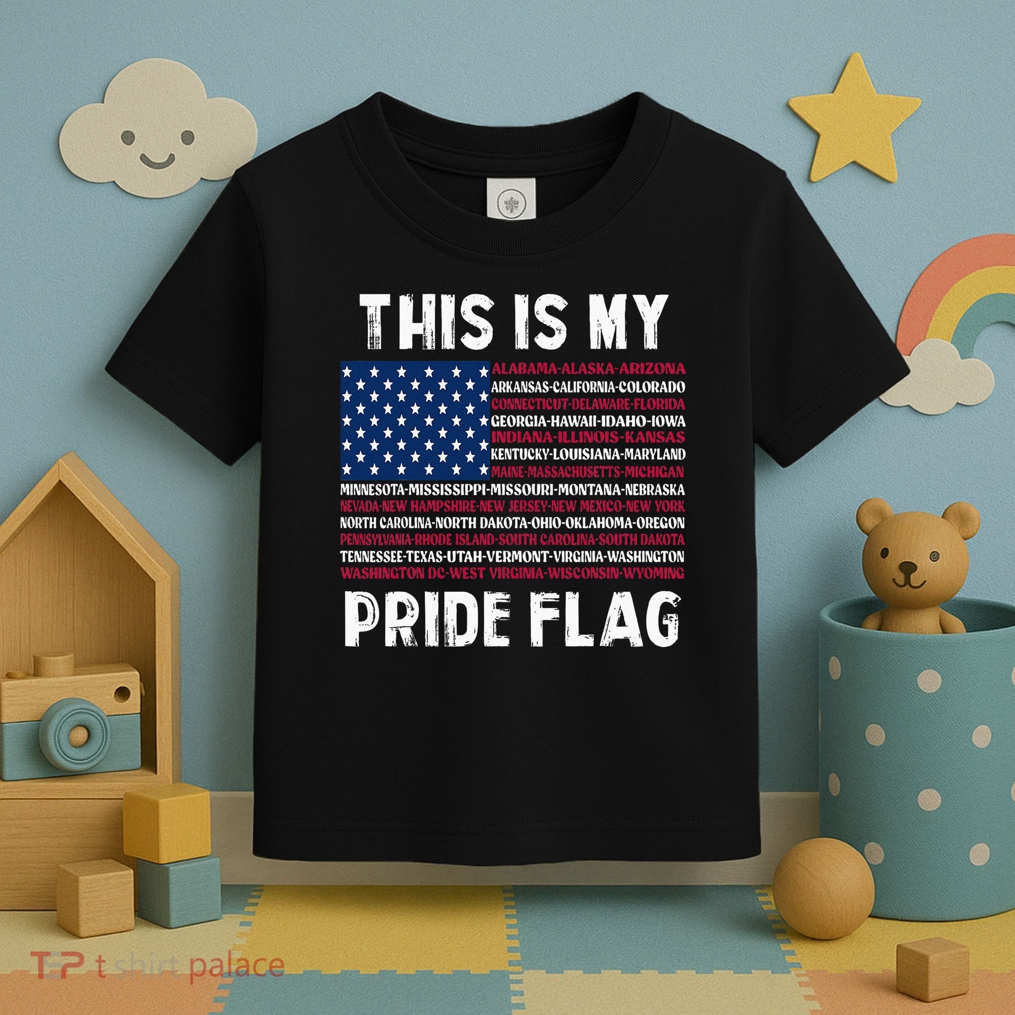 This Is My Pride Flag USA US Flag Patriotic Toddler T-Shirt