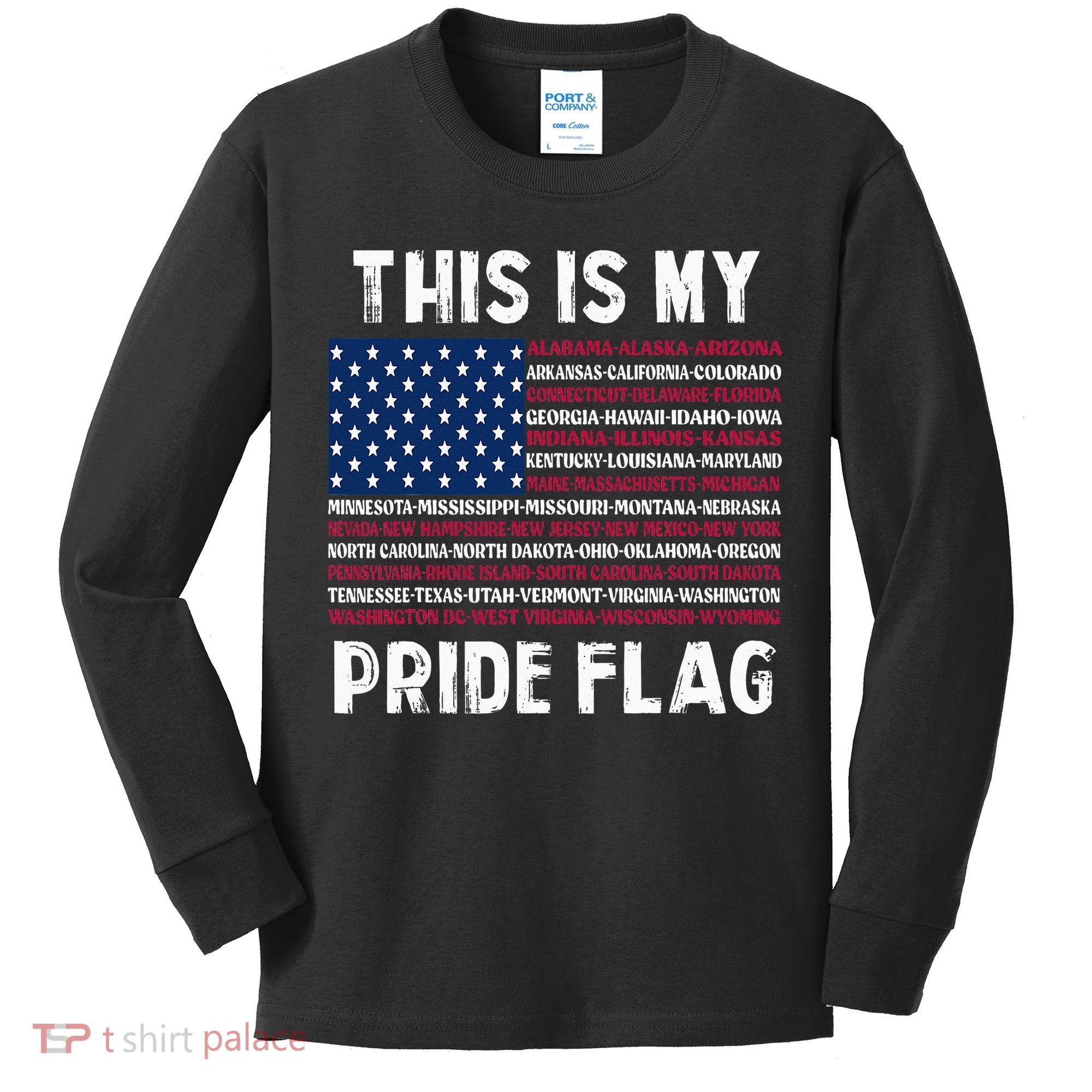 This Is My Pride Flag USA US Flag Patriotic Kids Long Sleeve Shirt