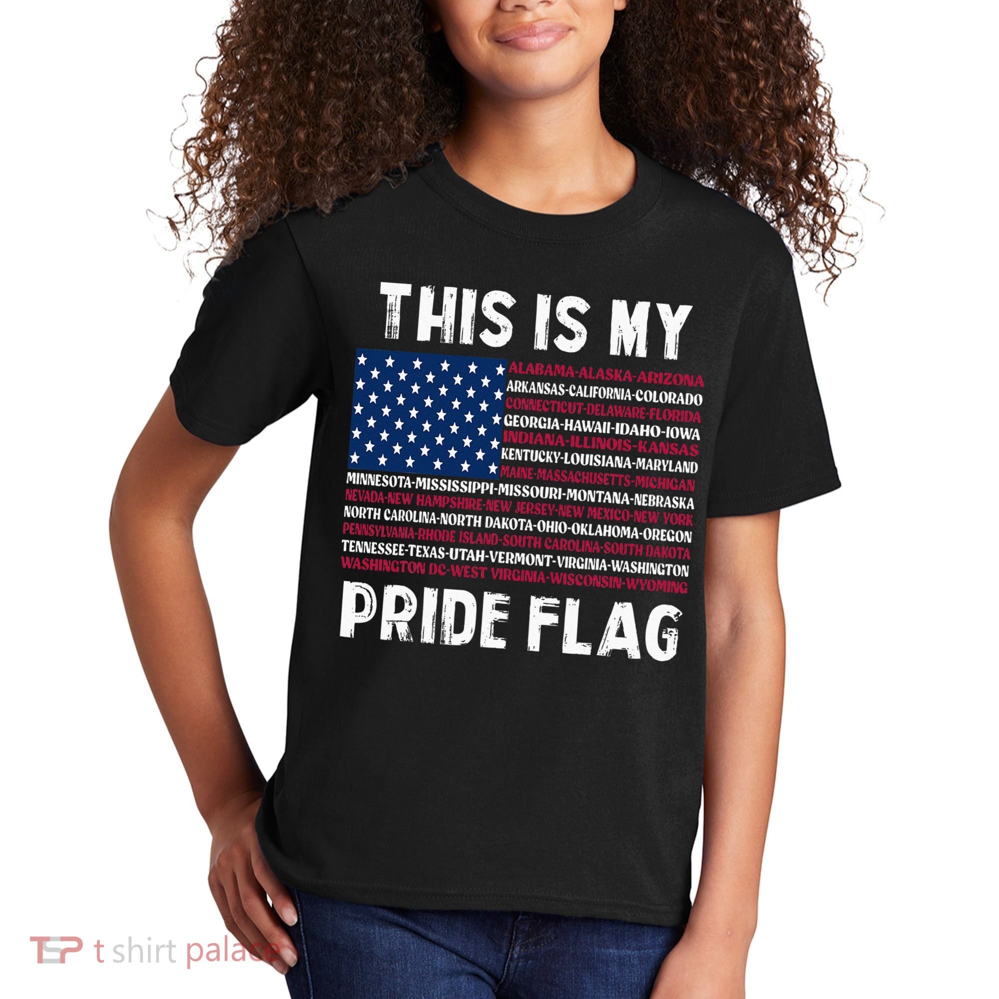 This Is My Pride Flag USA US Flag Patriotic Kids T-Shirt