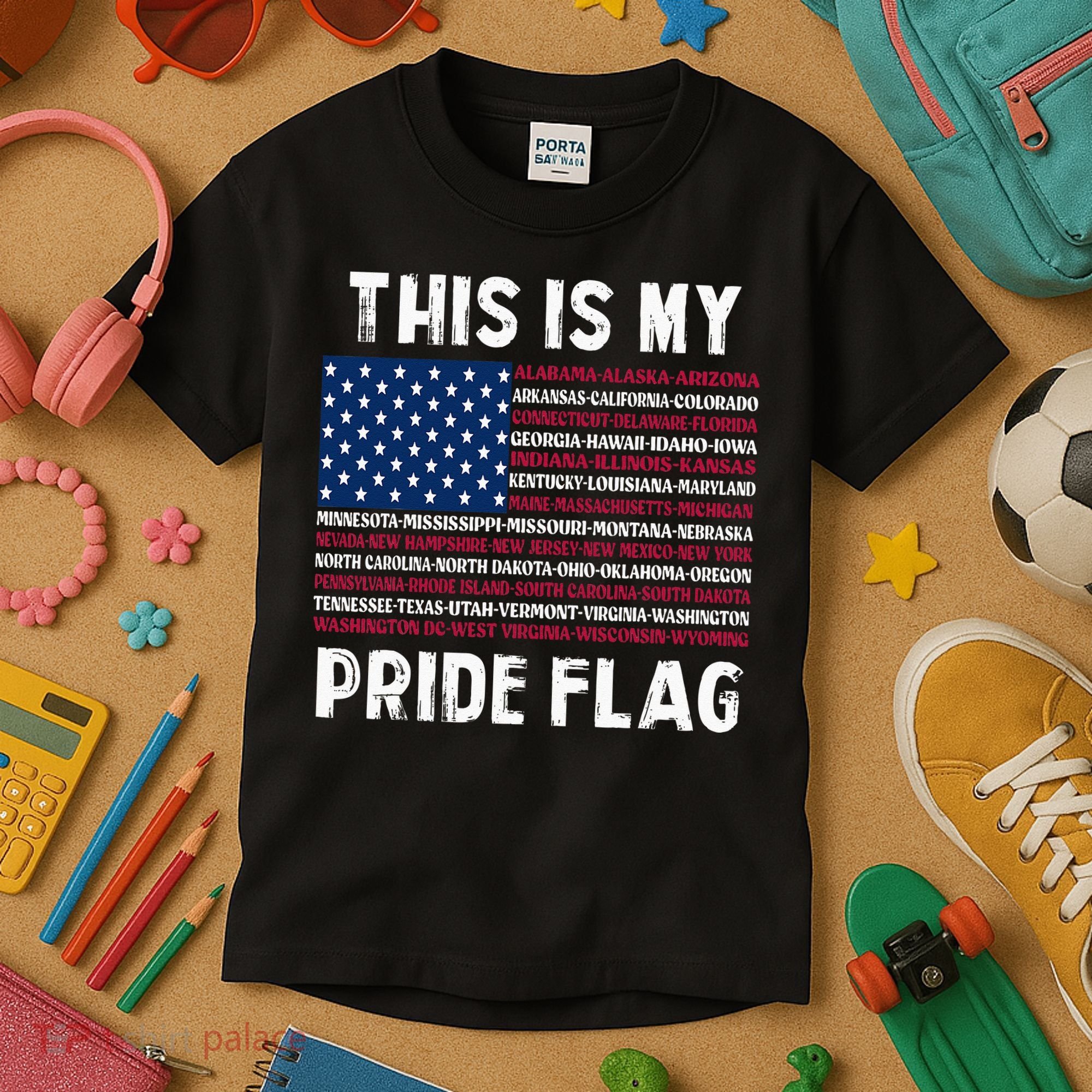 This Is My Pride Flag USA US Flag Patriotic Kids T-Shirt