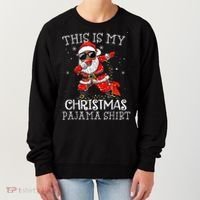 This Is My Christmas Pajama Dabbing African American Santa Women's Sweatshirt thumb 0