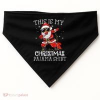 This Is My Christmas Pajama Dabbing African American Santa USA-Made Doggie Bandana thumb 0