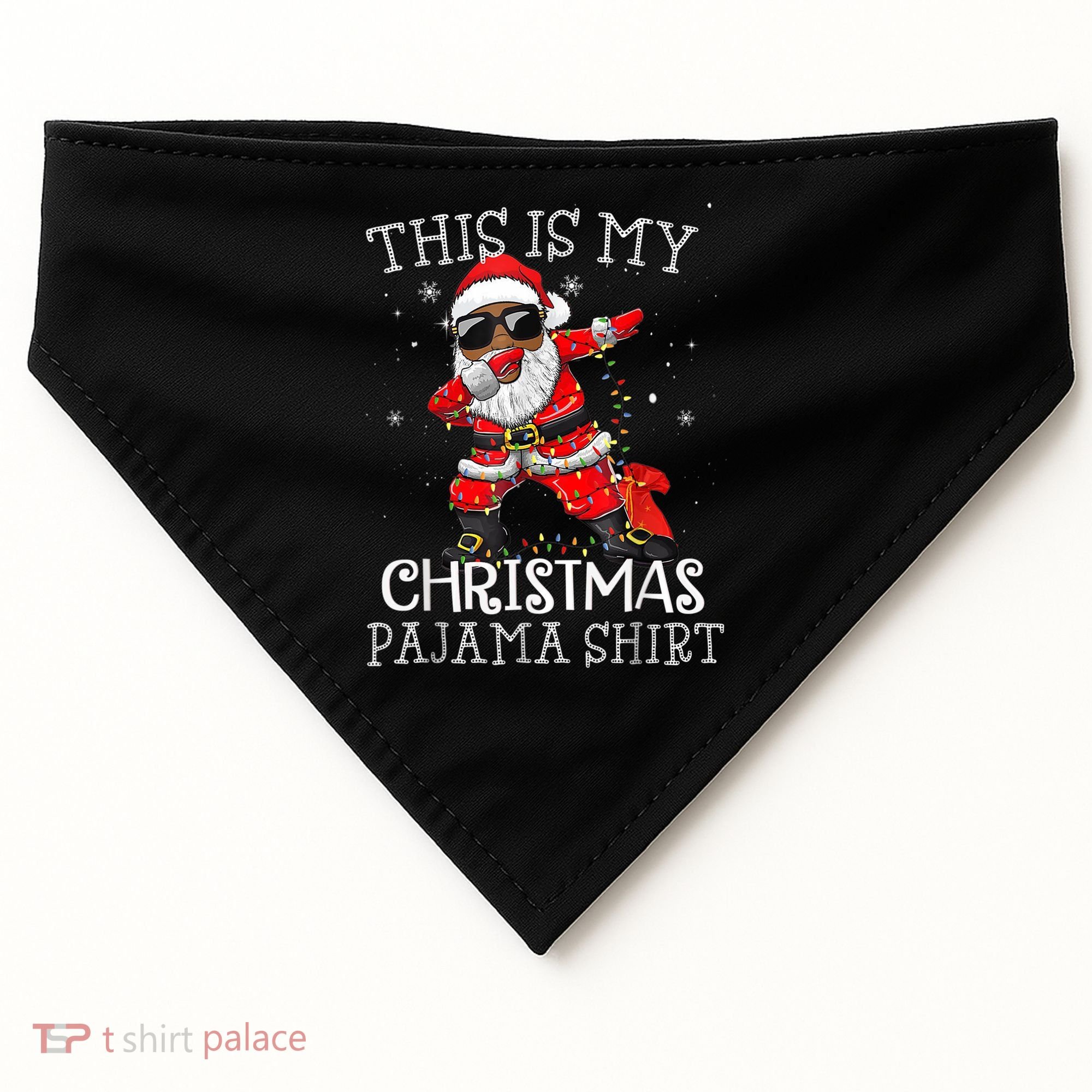 This Is My Christmas Pajama Dabbing African American Santa USA-Made Doggie Bandana