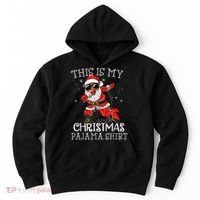 This Is My Christmas Pajama Dabbing African American Santa Hoodie thumb 0
