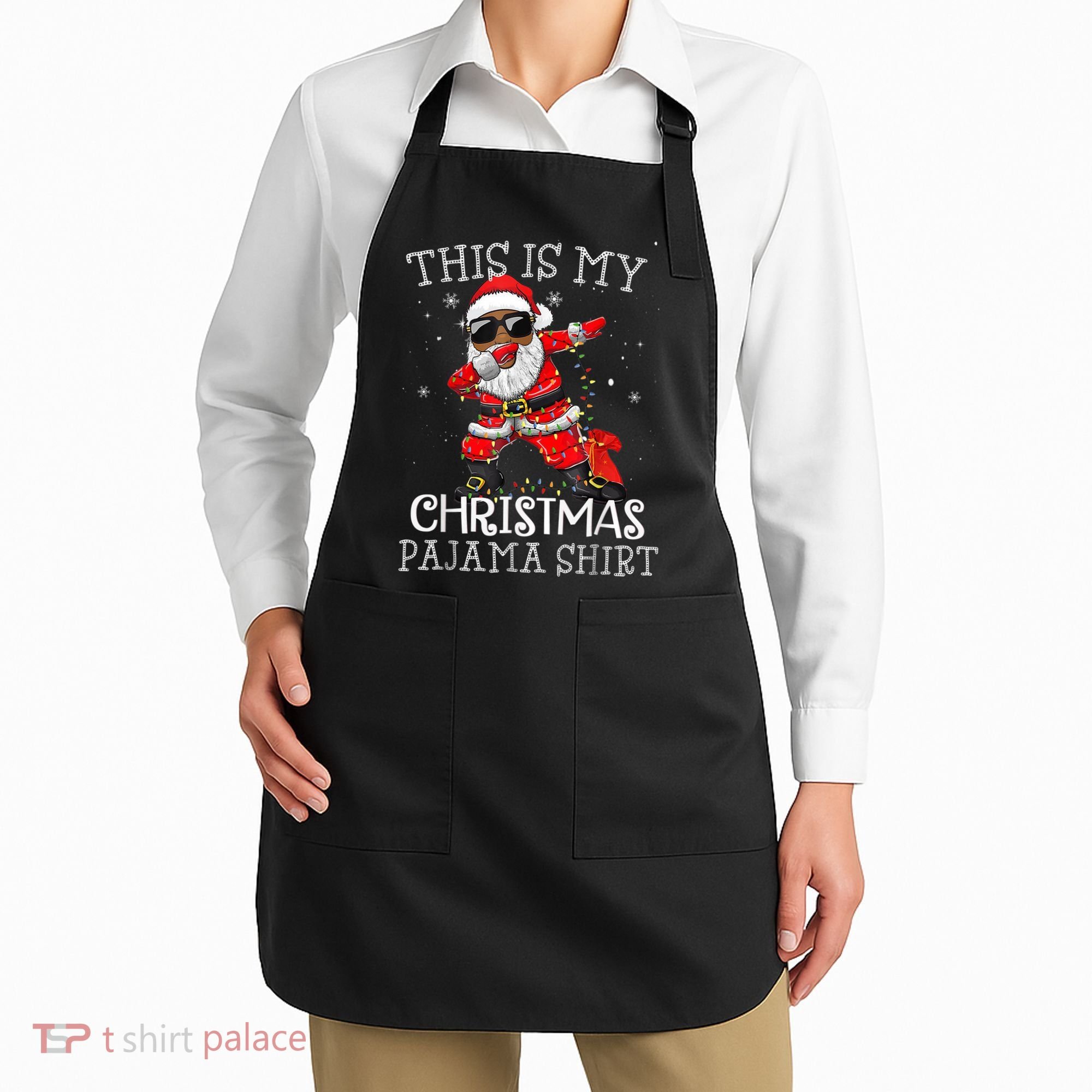This Is My Christmas Pajama Dabbing African American Santa Apron