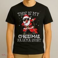 This Is My Christmas Pajama Dabbing African American Santa T-Shirt thumb 3