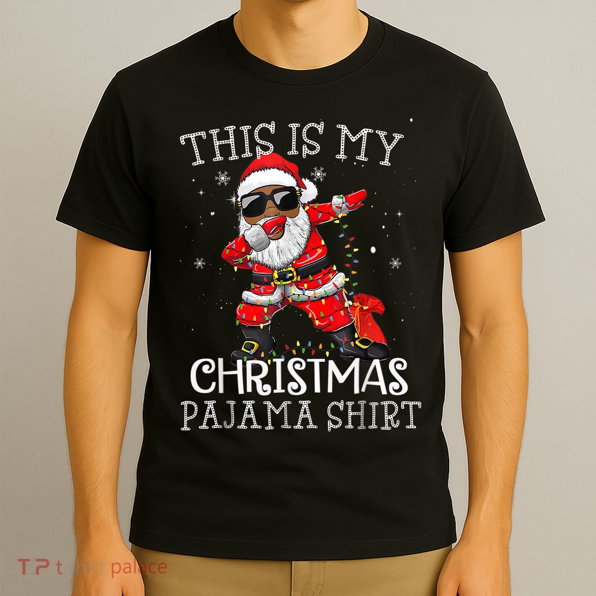This Is My Christmas Pajama Dabbing African American Santa T-Shirt