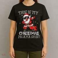This Is My Christmas Pajama Dabbing African American Santa T-Shirt thumb 4