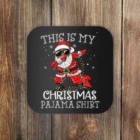This Is My Christmas Pajama Dabbing African American Santa Coaster thumb 0