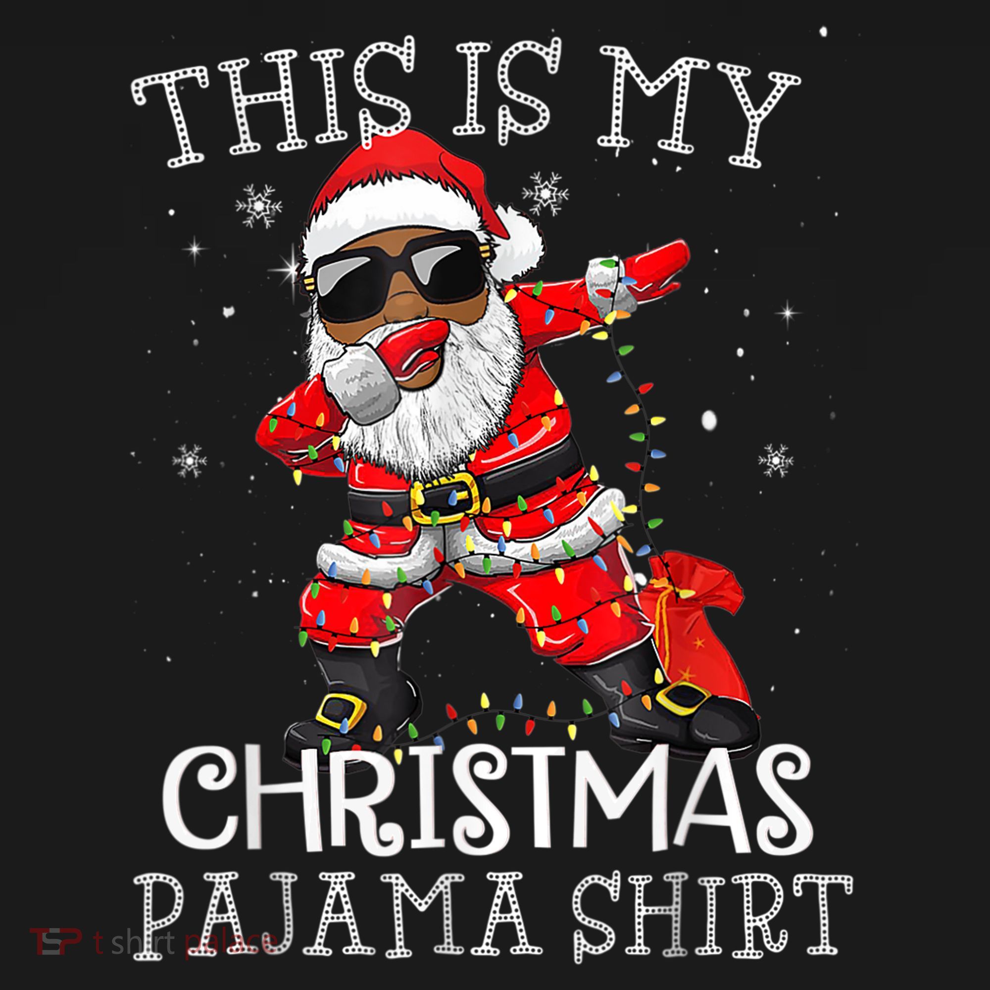 This Is My Christmas Pajama Dabbing African American Santa Women's Hoodie