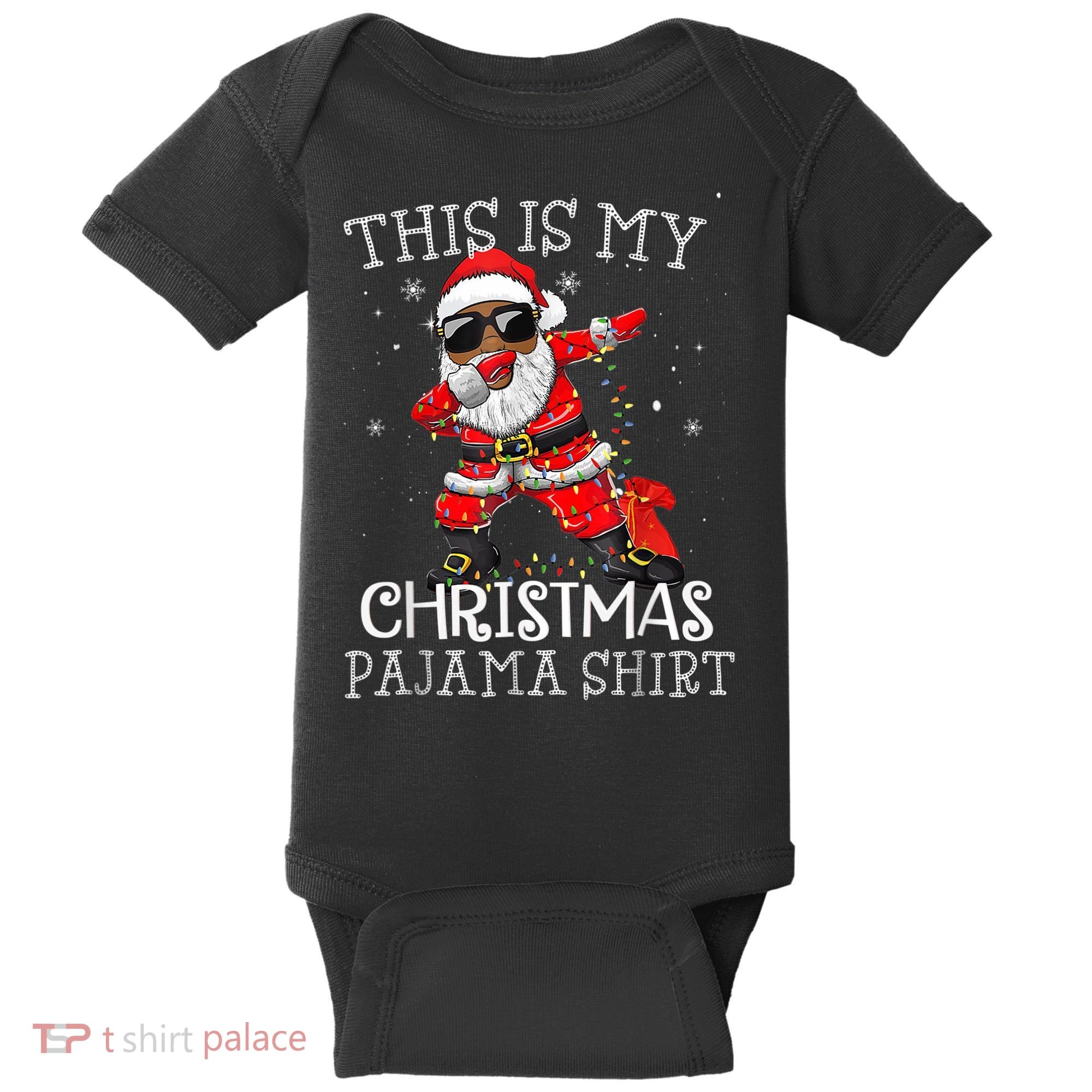 This Is My Christmas Pajama Dabbing African American Santa Baby Bodysuit