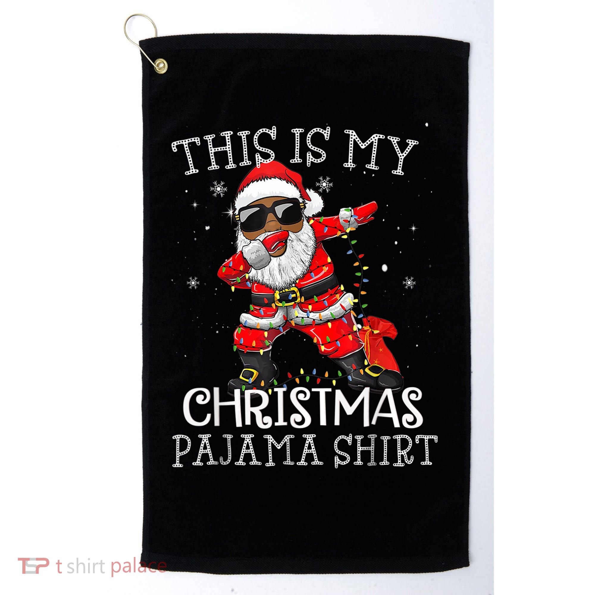 This Is My Christmas Pajama Dabbing African American Santa Golf Towel