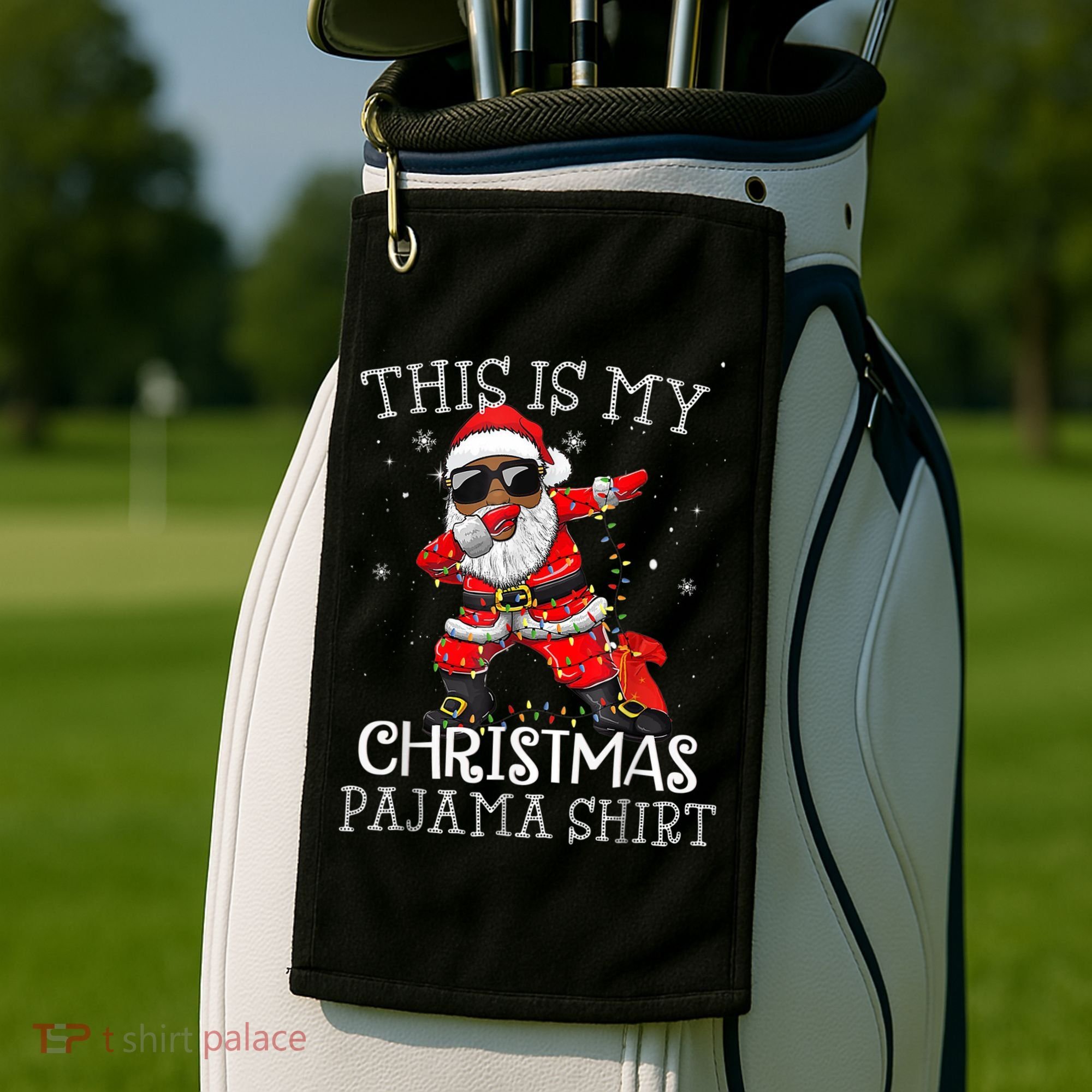 This Is My Christmas Pajama Dabbing African American Santa Golf Towel