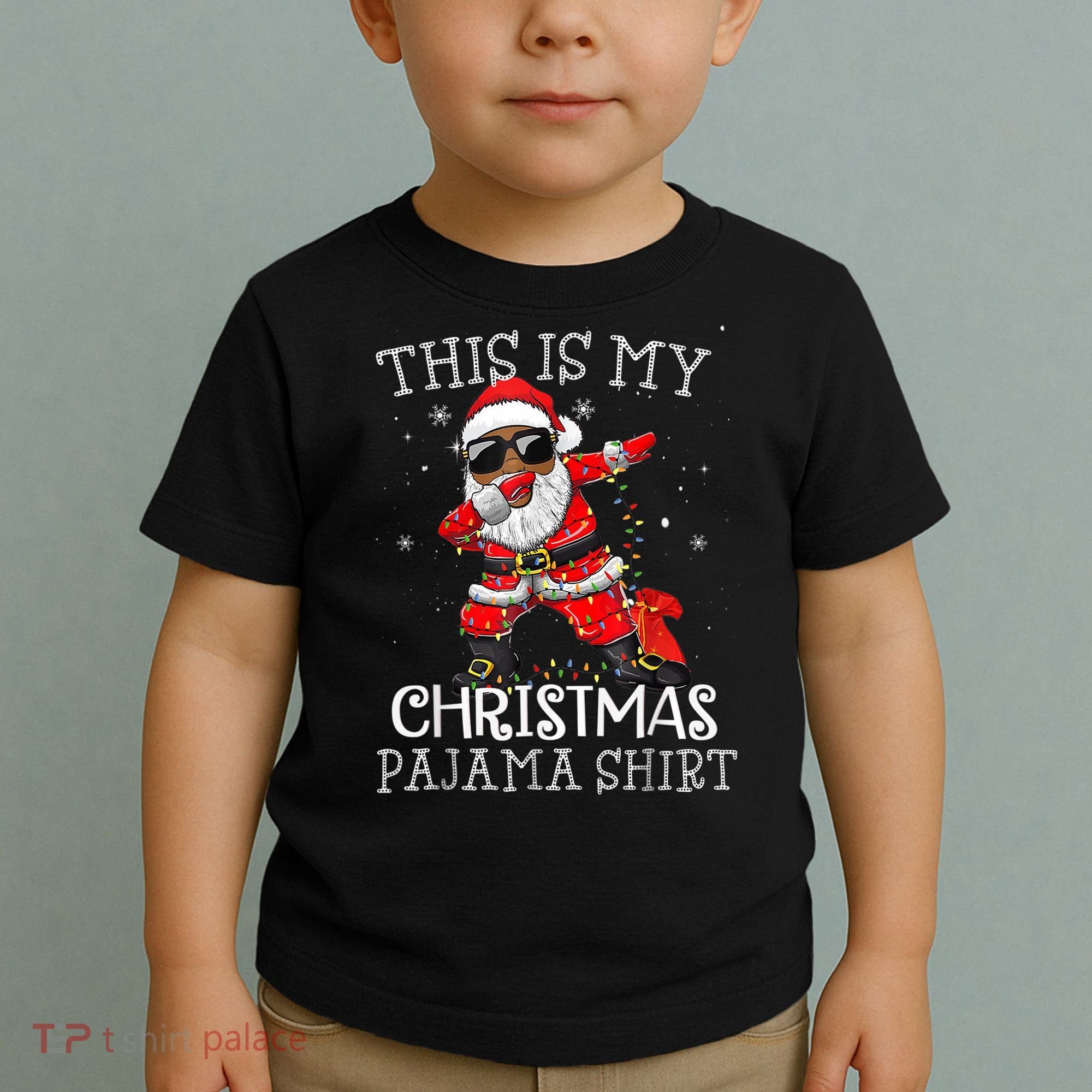 This Is My Christmas Pajama Dabbing African American Santa Toddler T-Shirt