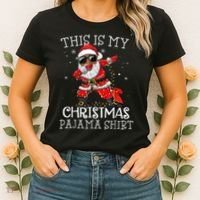 This Is My Christmas Pajama Dabbing African American Santa Women's T-Shirt thumb 2