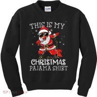This Is My Christmas Pajama Dabbing African American Santa Kids Sweatshirt thumb 0