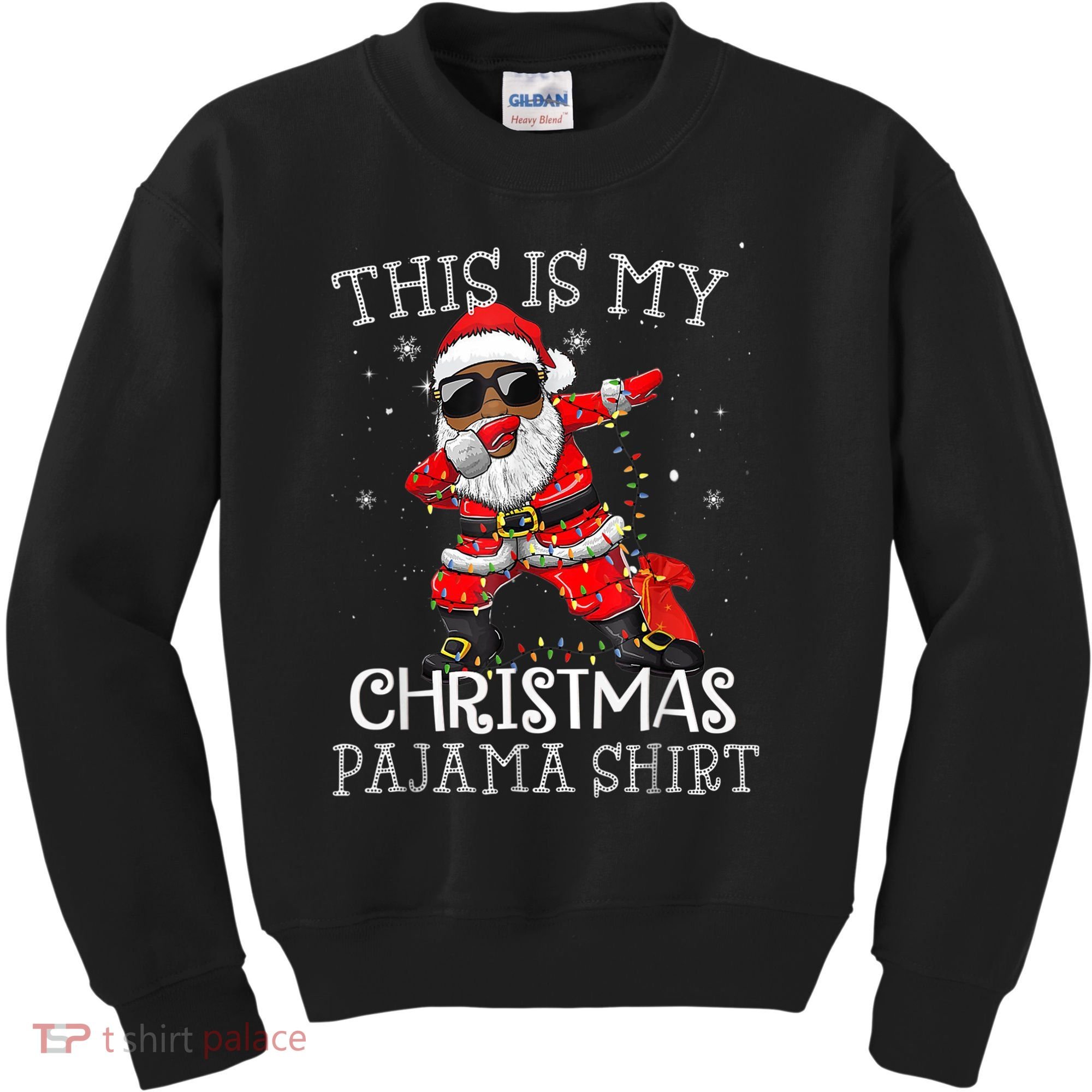 This Is My Christmas Pajama Dabbing African American Santa Kids Sweatshirt