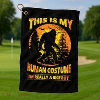 This Is My Human Costume I'm Really A Bigfoot Golf Towel thumb 1