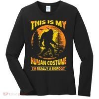 This Is My Human Costume I'm Really A Bigfoot Women's Long Sleeve Shirt thumb 0