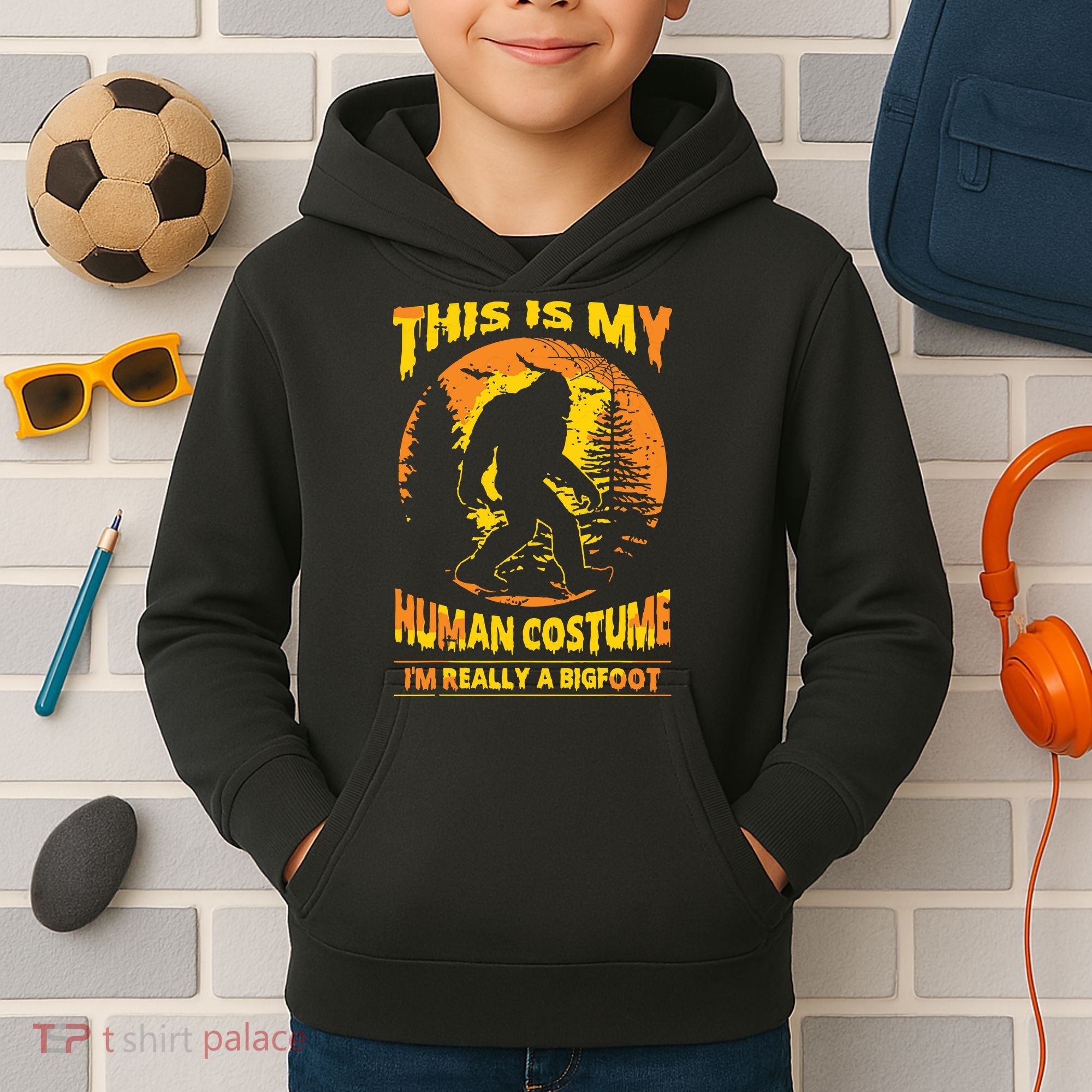 This Is My Human Costume I'm Really A Bigfoot Kids Hoodie