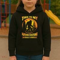 This Is My Human Costume I'm Really A Bigfoot Kids Hoodie thumb 3