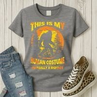 This Is My Human Costume I'm Really A Bigfoot Women's T-Shirt thumb 3