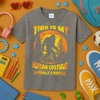 This Is My Human Costume I'm Really A Bigfoot Kids T-Shirt thumb 3