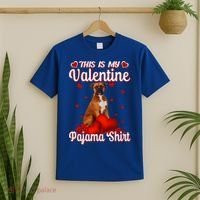 This Is My Valentine Pajama Boxer Dog Puppy Lover Funny Gift T-Shirt thumb 2