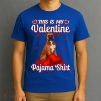 This Is My Valentine Pajama Boxer Dog Puppy Lover Funny Gift T-Shirt thumb 3