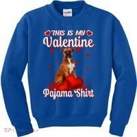 This Is My Valentine Pajama Boxer Dog Puppy Lover Funny Gift Kids Sweatshirt thumb 0