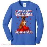 This Is My Valentine Pajama Boxer Dog Puppy Lover Funny Gift Kids Long Sleeve Shirt thumb 0