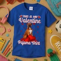 This Is My Valentine Pajama Boxer Dog Puppy Lover Funny Gift Kids T-Shirt thumb 3