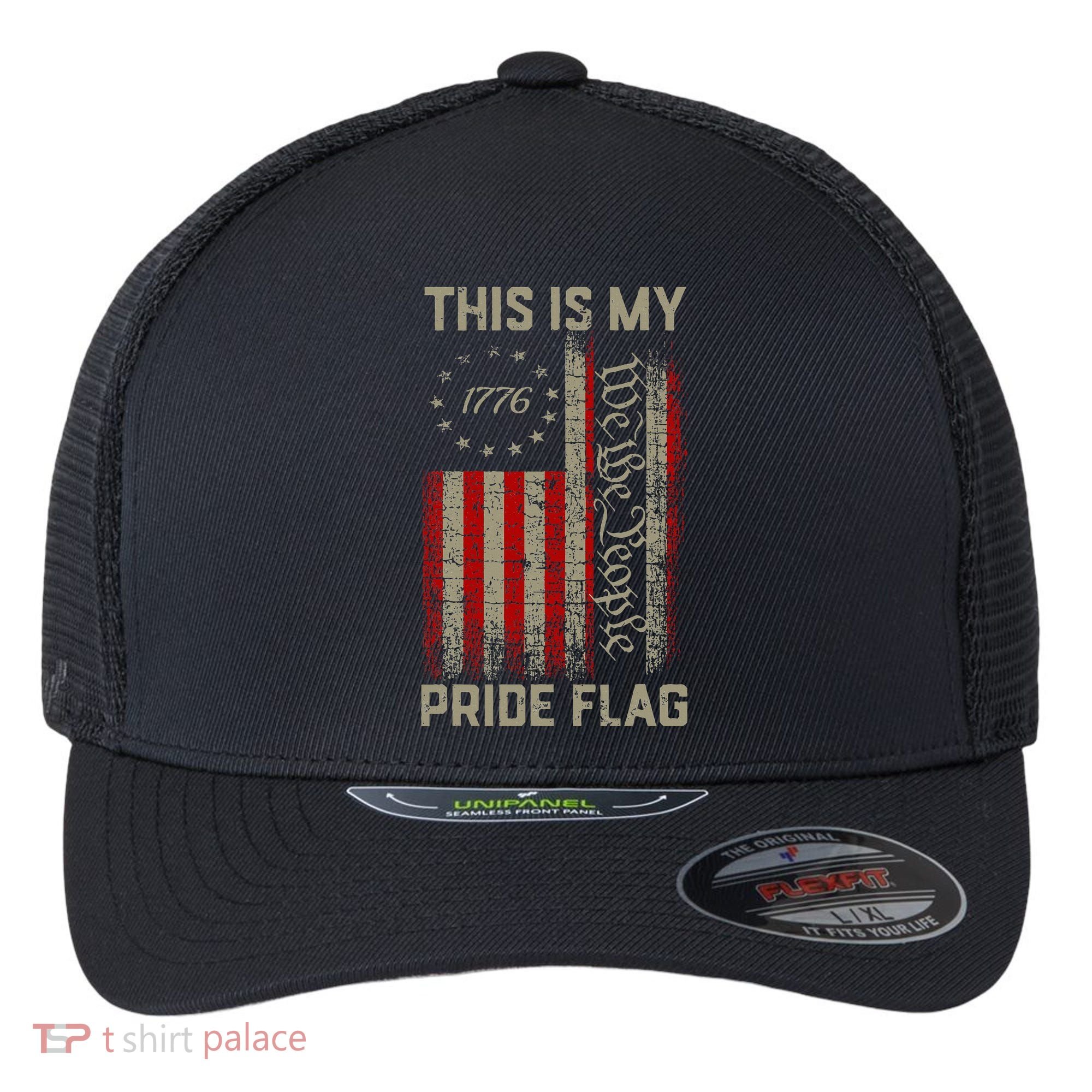 This Is My Pride Flag Usa American Flexfit Unipanel Trucker Cap