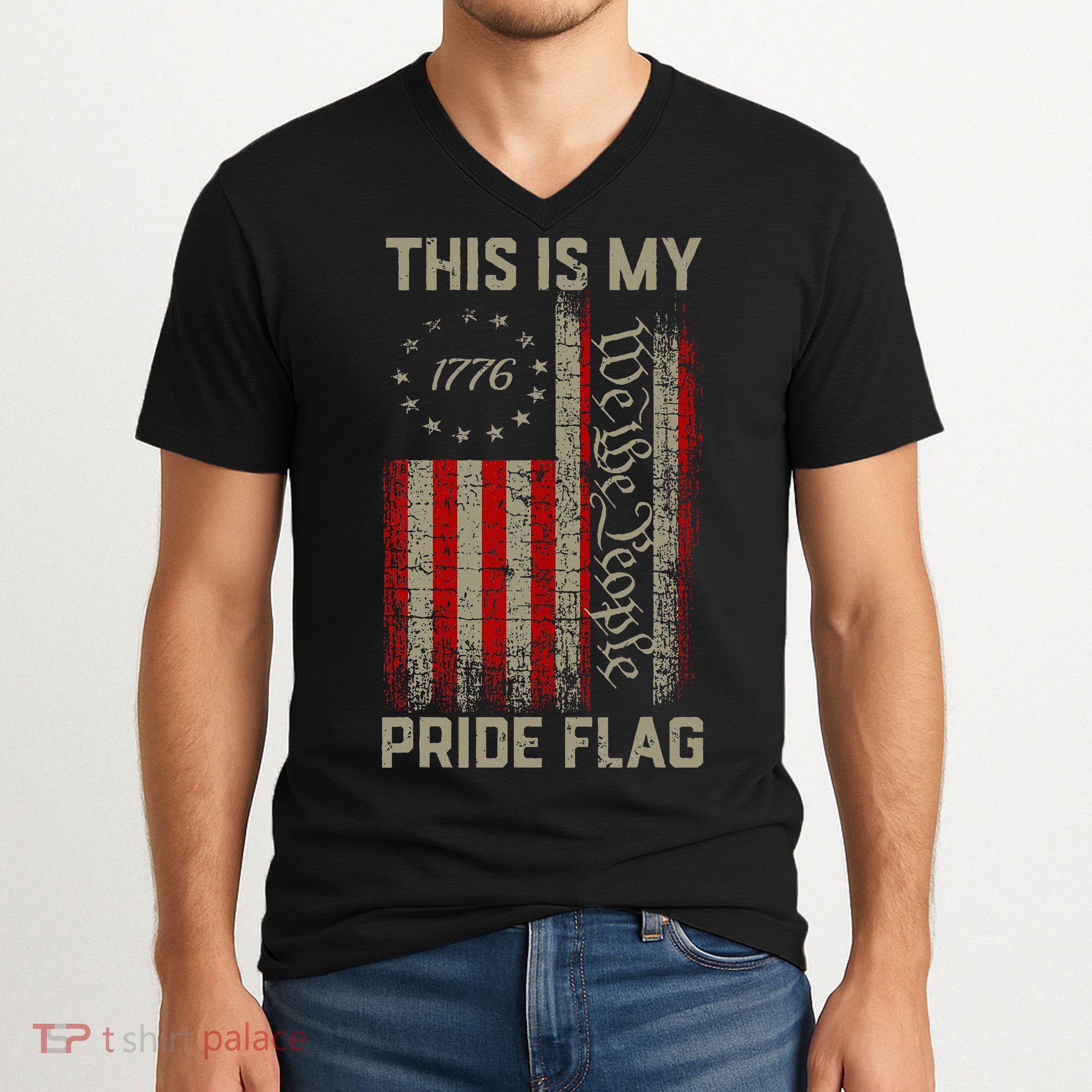 This Is My Pride Flag Usa American V-Neck T-Shirt