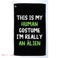 This Is My Human Costume Im Really An Alien Lazy Costume Golf Towel thumb 0