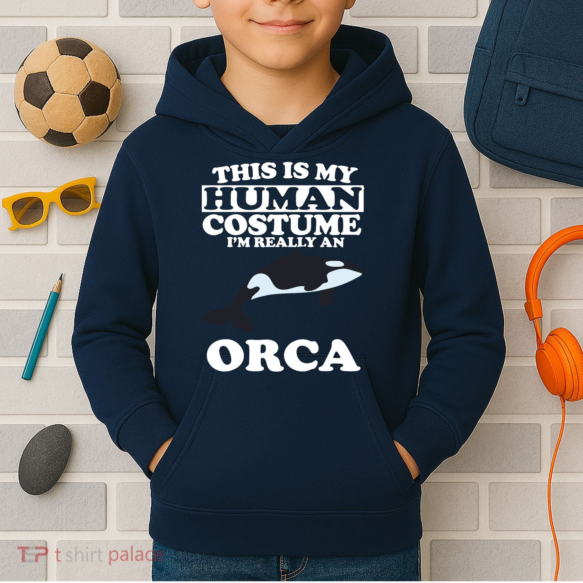 This Is My Human Costume I'm Really An Orca Whale Kids Hoodie